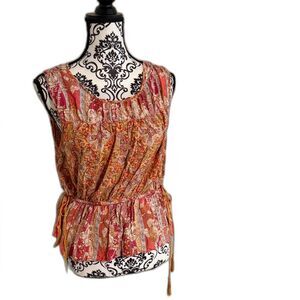 Rachel Zoe Red and Orange Floral Blouse
